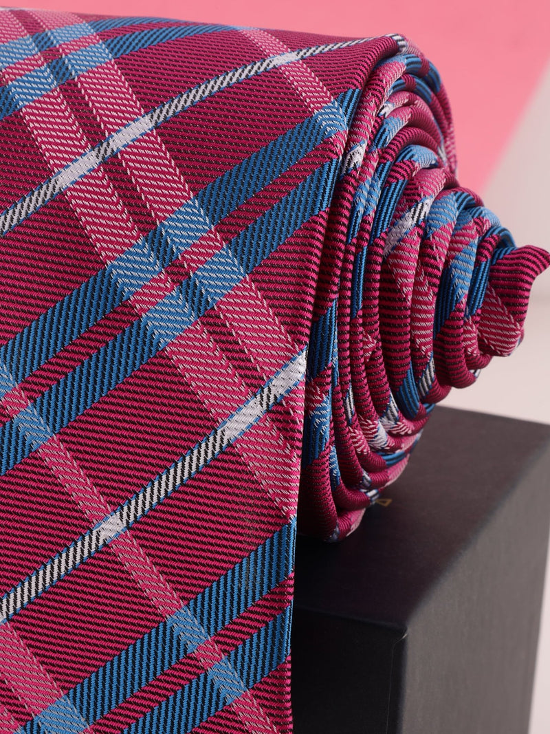 Pink Check Woven Necktie - TOSSIDO