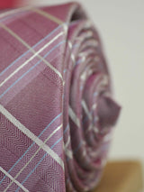 Pink Check Woven Silk Necktie - TOSSIDO