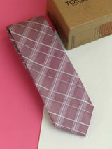 Pink Check Woven Silk Necktie - TOSSIDO