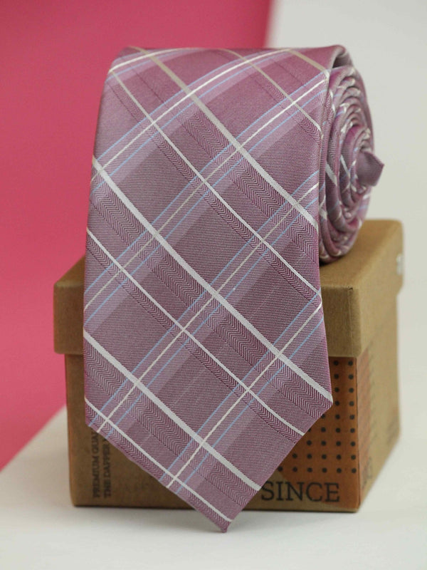 Pink Check Woven Silk Necktie - TOSSIDO