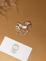 Pink Crystal Horse Brooch