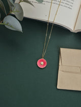 Pink Daisy Pendant Necklace - TOSSIDO