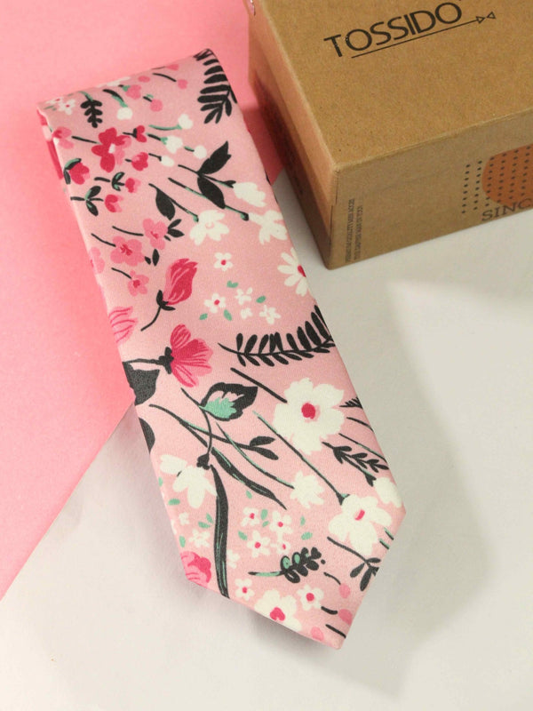 Pink Floral Necktie - TOSSIDO