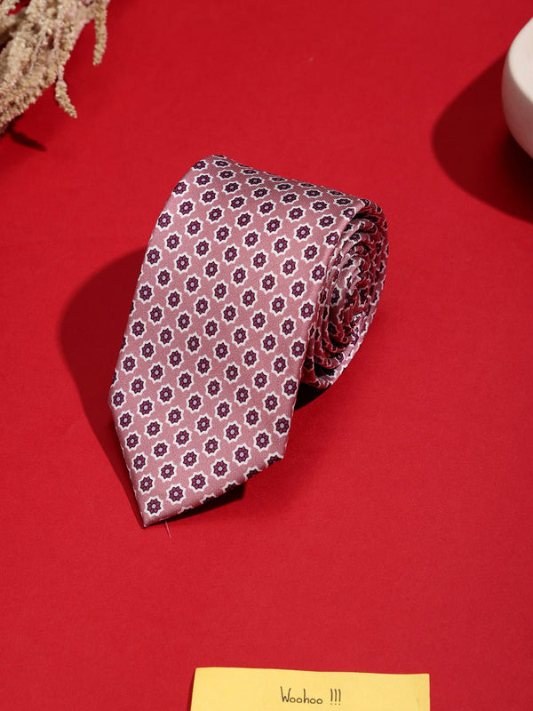 Pink Floral Printed Necktie - TOSSIDO