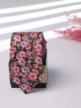 Pink Floral Printed Necktie - TOSSIDO