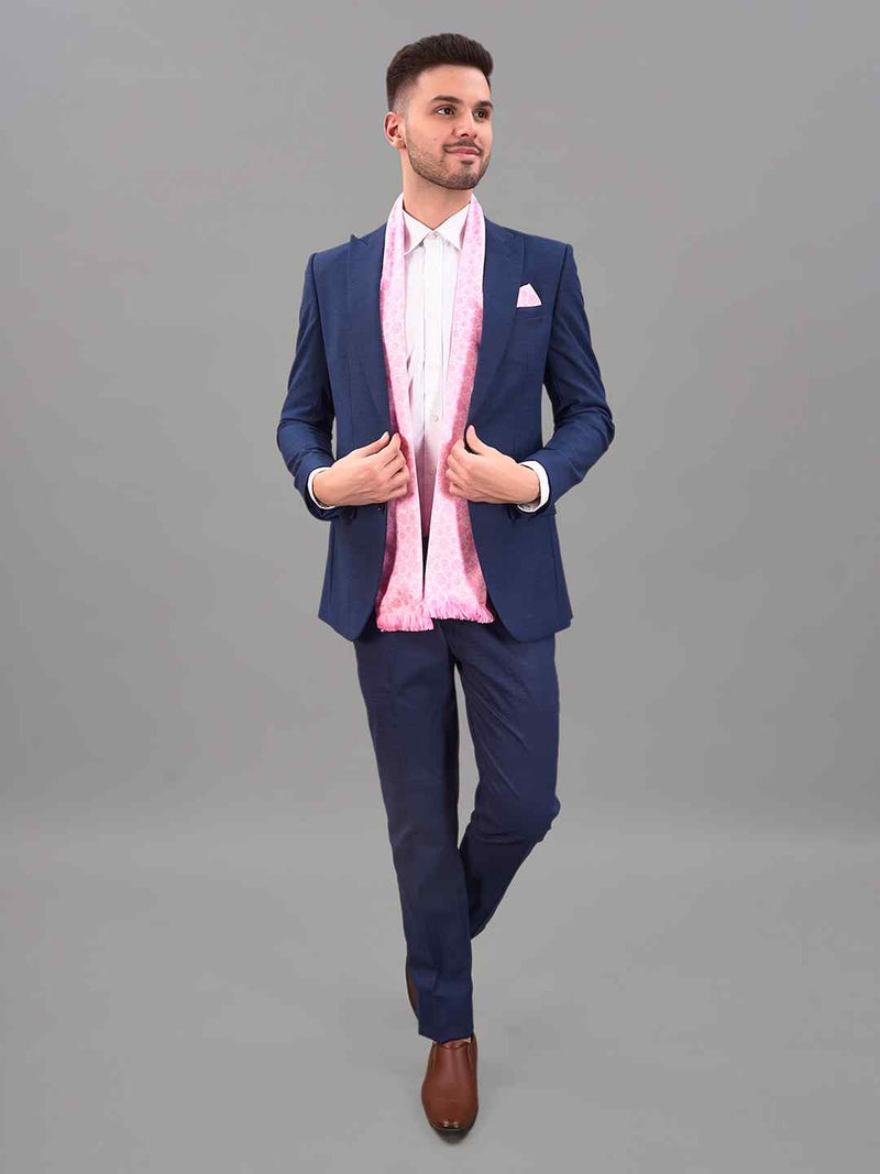 Pink Floral Reversible Stole & Pocket Square Set - TOSSIDO