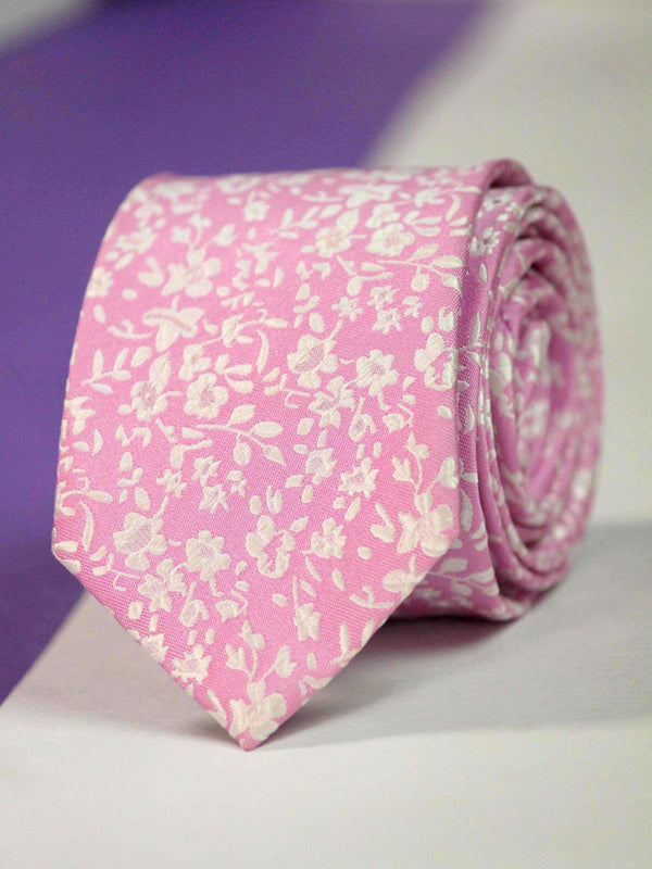 Pink Floral Skinny Necktie - TOSSIDO