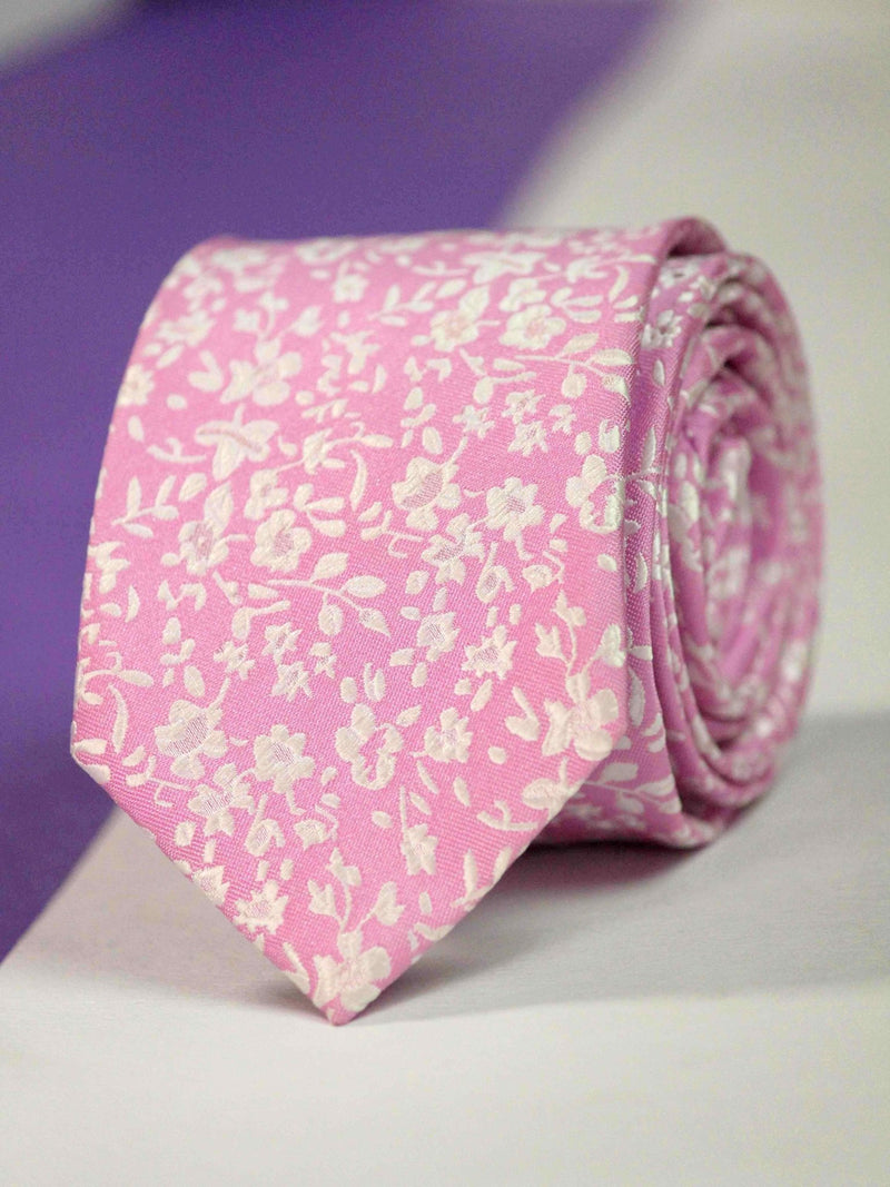 Pink Floral Skinny Necktie - TOSSIDO
