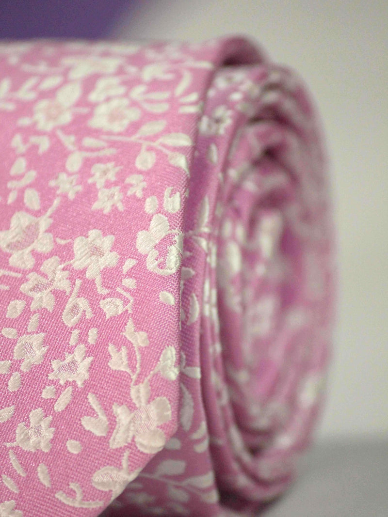 Pink Floral Skinny Necktie - TOSSIDO