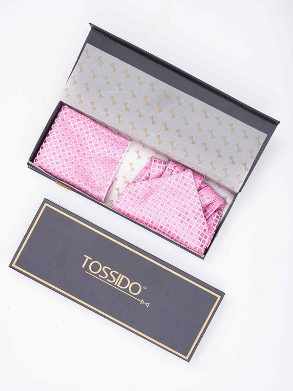 Pink Floral Woven Ascot & Pocket Square - TOSSIDO
