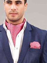 Pink Floral Woven Ascot & Pocket Square - TOSSIDO