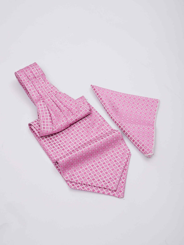 Pink Floral Woven Ascot & Pocket Square - TOSSIDO