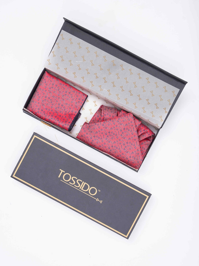 Pink Floral Woven Ascot & Pocket Square - TOSSIDO