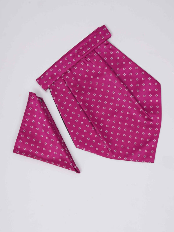 Pink Floral Woven Cravat & Pocket Square Set - TOSSIDO