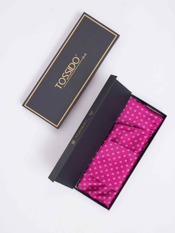 Pink Floral Woven Cravat & Pocket Square Set - TOSSIDO