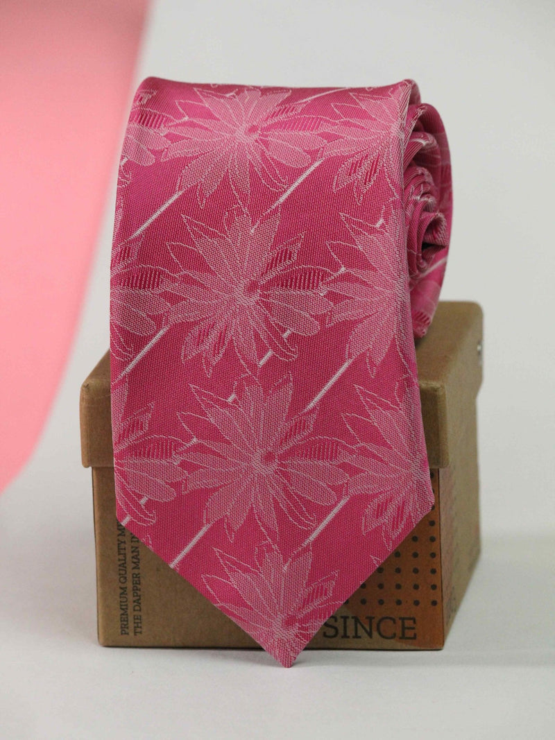 Pink Floral Woven Necktie - TOSSIDO