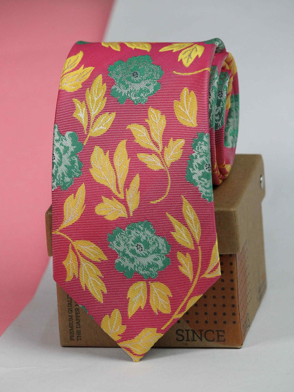 Pink Floral Woven Necktie - TOSSIDO