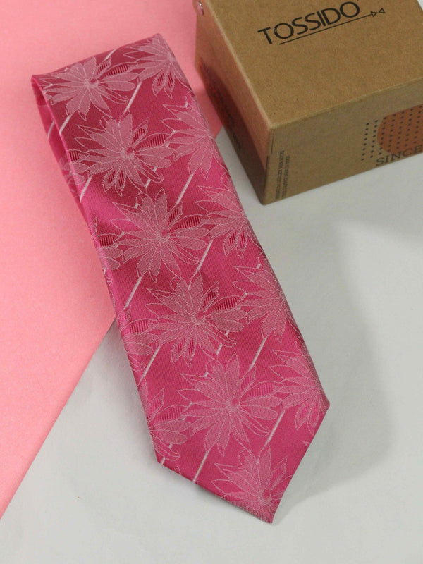 Pink Floral Woven Necktie - TOSSIDO