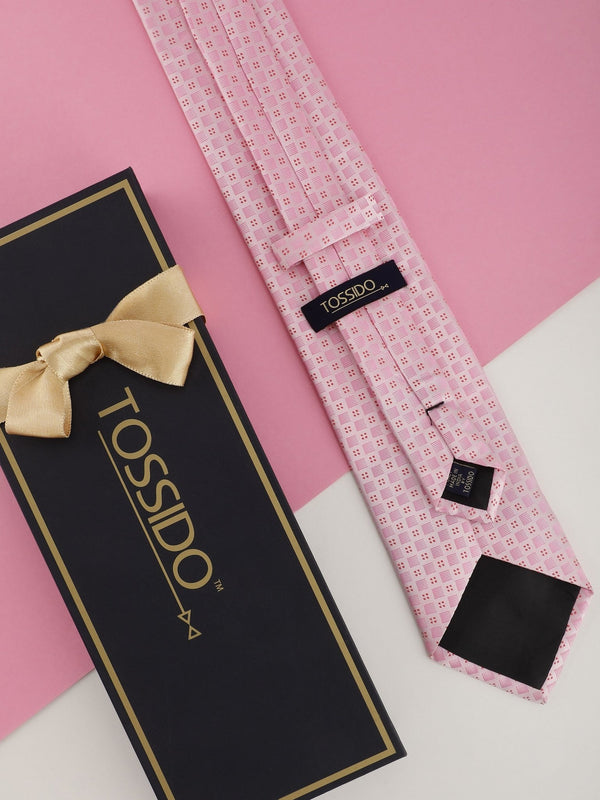 Pink Geometric Broad Necktie - TOSSIDO