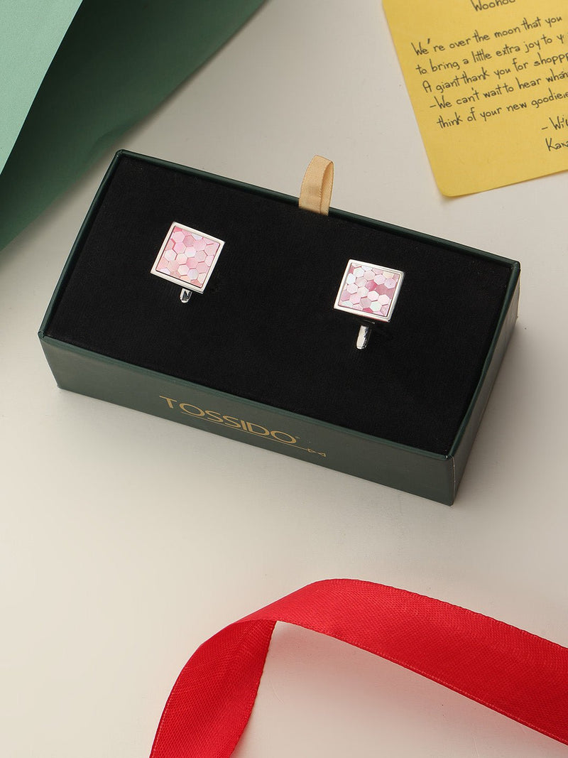 Pink Geometric Cufflinks - TOSSIDO