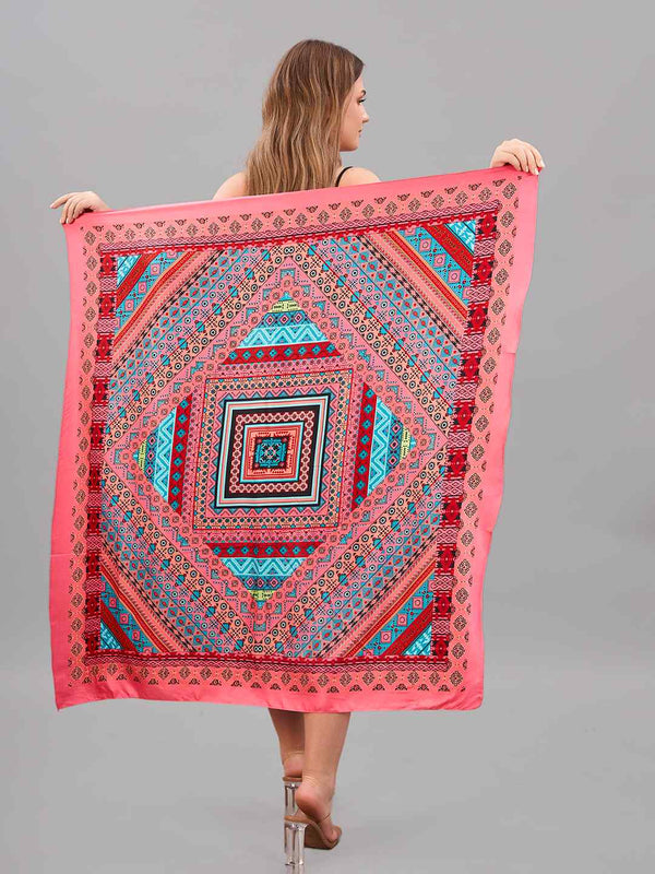 Pink Geometric Large Scarf - TOSSIDO