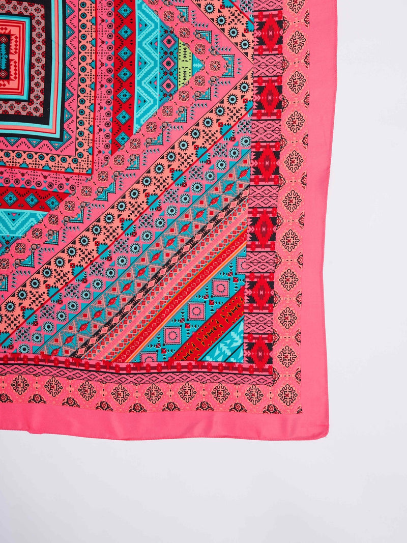 Pink Geometric Large Scarf - TOSSIDO