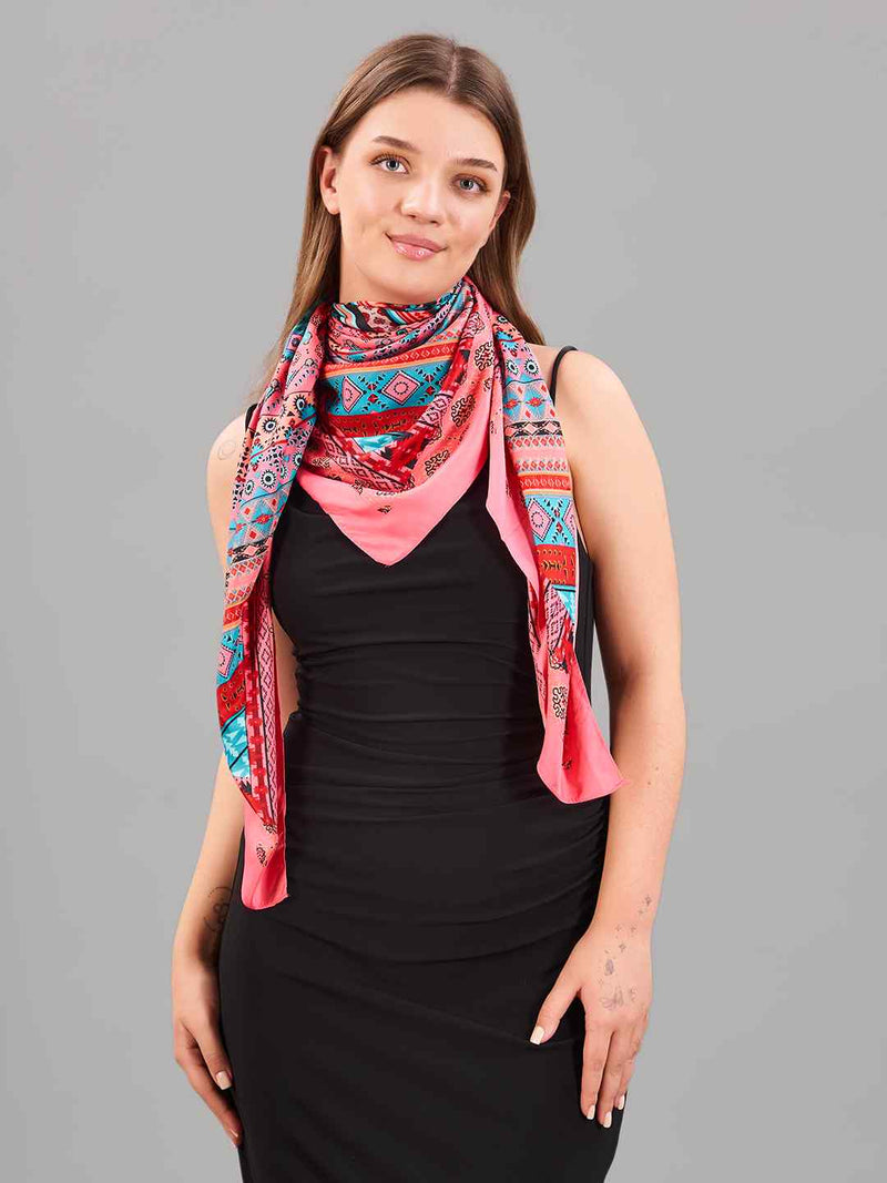 Pink Geometric Large Scarf - TOSSIDO