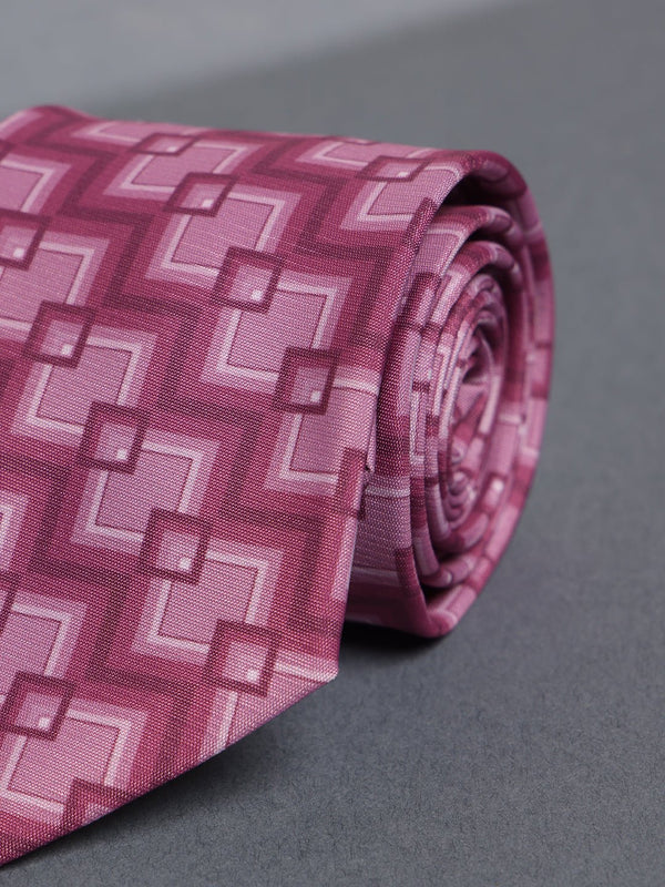 Pink Geometric Micro Fiber Necktie - TOSSIDO