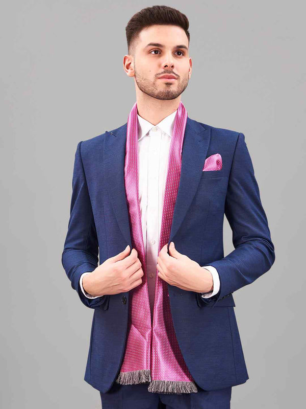 Pink Geometric Reversible Stole & Pocket Square Set - TOSSIDO