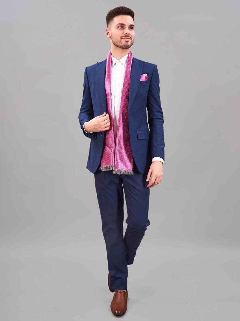 Pink Geometric Reversible Stole & Pocket Square Set - TOSSIDO