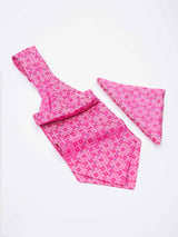 Pink Geometric Woven Ascot & Pocket Square - TOSSIDO