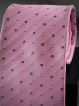 Pink Geometric Woven Long Necktie - TOSSIDO