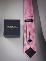Pink Geometric Woven Long Necktie - TOSSIDO