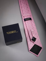 Pink Geometric Woven Long Necktie - TOSSIDO