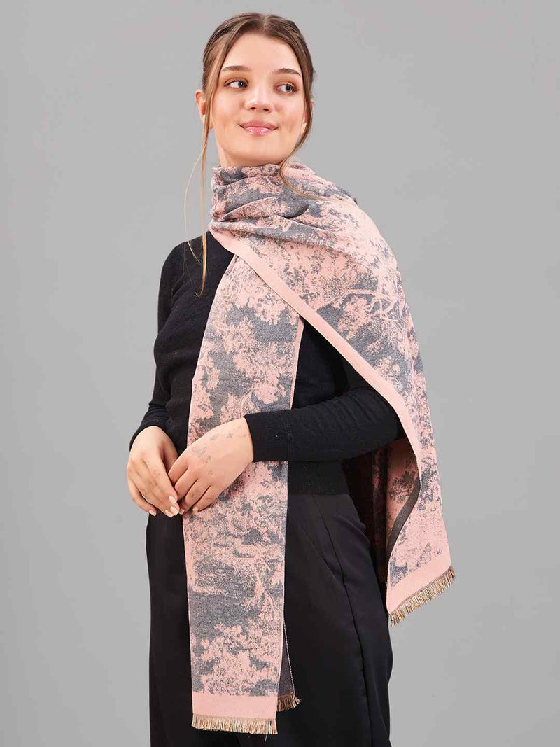 Pink & Grey Floral Premium Muffler - TOSSIDO