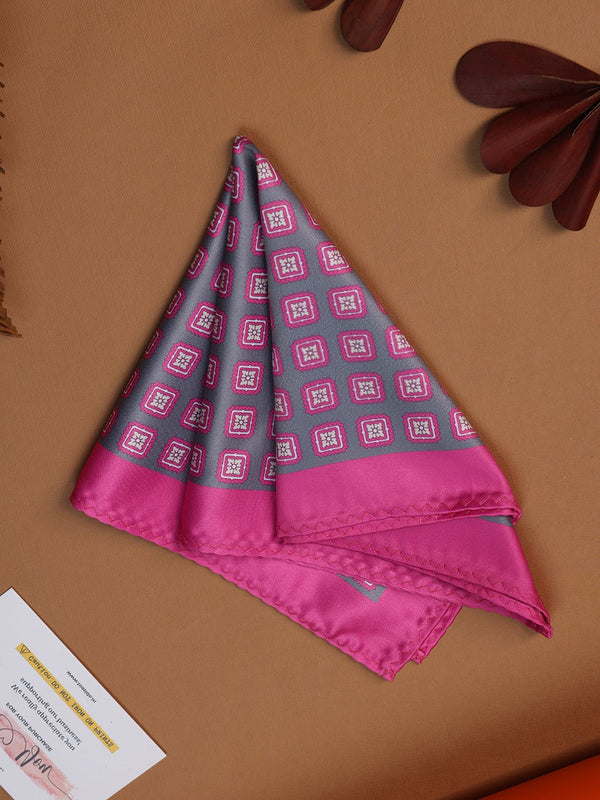Pink & Grey Geometric Pocket Square - TOSSIDO