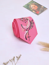 Pink Hand - Painted Woven Necktie - TOSSIDO