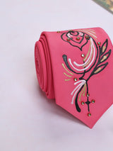 Pink Hand - Painted Woven Necktie - TOSSIDO