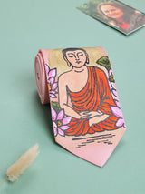 Pink Hand - Painted Woven Necktie - Buddha - TOSSIDO