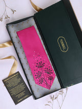 Pink Hand - Painted Woven Necktie - Floral Pattern - TOSSIDO