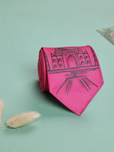 Pink Hand - Painted Woven Necktie - Taj Mahal - TOSSIDO