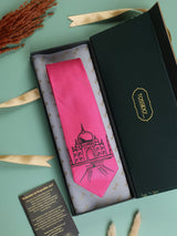 Pink Hand - Painted Woven Necktie - Taj Mahal - TOSSIDO