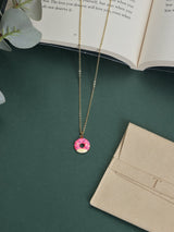 Pink Iced Donut Pendant Necklace