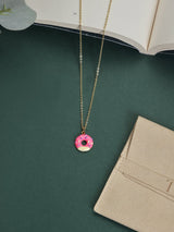Pink Iced Donut Pendant Necklace