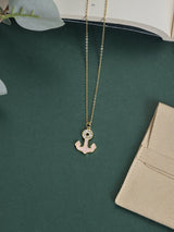 Pink Mother of Pearl Anchor Pendant Necklace