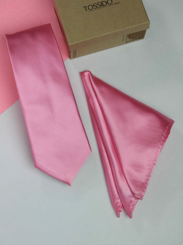 Pink Necktie & Pocket Square - TOSSIDO