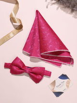 Pink Paisley Bow Tie & Pocket Square Set - TOSSIDO