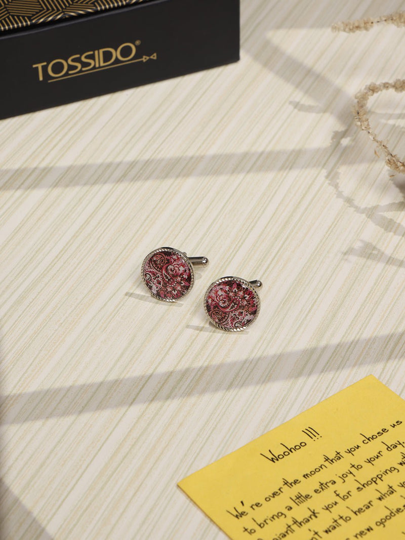Pink Paisley Cufflinks - TOSSIDO