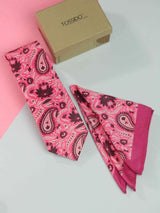 Pink Paisley Printed Necktie and Pocket Square Set - TOSSIDO