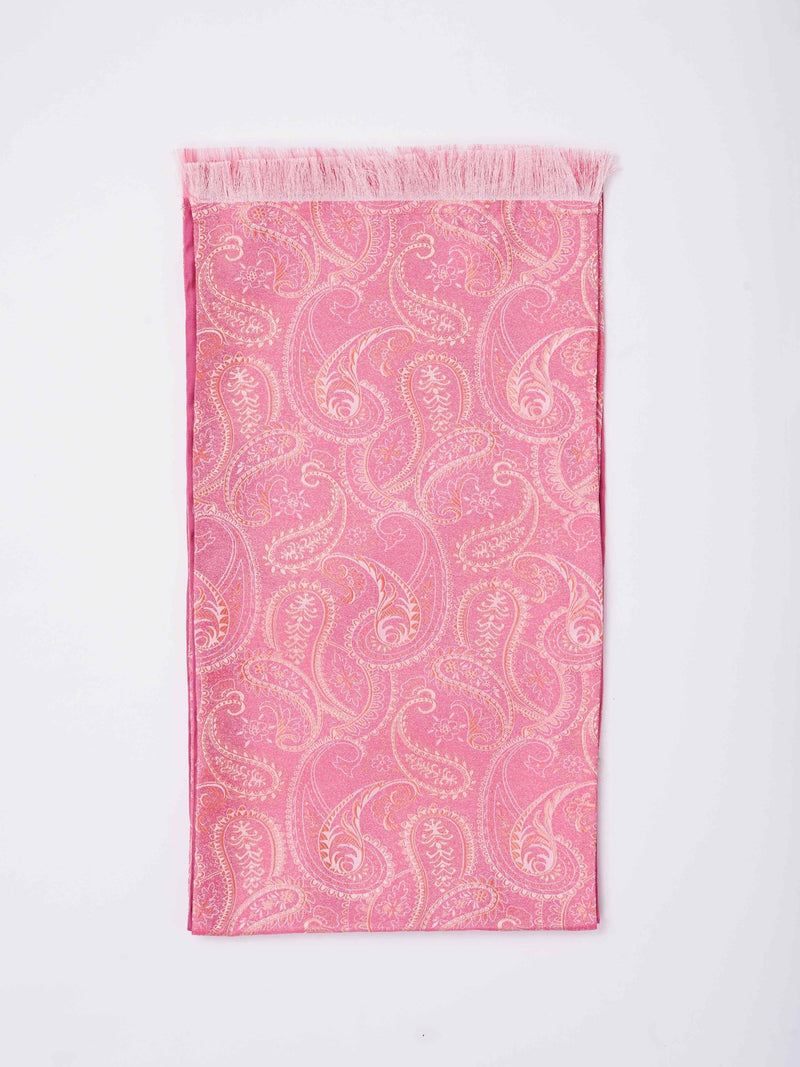 Pink Paisley Reversible Stole & Pocket Square Set - TOSSIDO